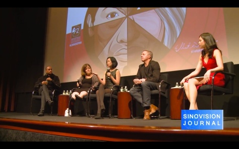 Panelists Blue Michael, Becky Curran, Lia Chang, Rick Guidotti and moderator Jennifer Betit Yen at a special screening of 72 Hour Shootout films and panel discussion at the Time Warner Theater in New York on October 7, 2015. Photo: Sinovision