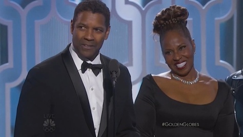 Denzel Washington and his wife Pauletta Pearson Washington, Winner, Cecil B. Demille Award at the 73rd Annual GOLDEN GLOBE AWARDS held at the Beverly Hilton Hotel on January 10, 2016.